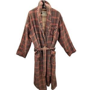 Napoleon Vintage Wool Houndstooth Tie Front Lined Long Bathrobe‎ Coat Jacket